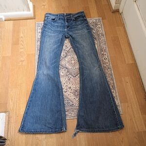 7 For All Mankind Bell-Bottom Jeans Women's Size 28 Light Distress Zipper Flare